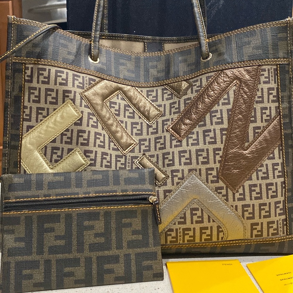 FENDI Metallic Zucca Tote